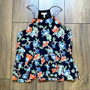 Joie Silk Tank Top Black Floral